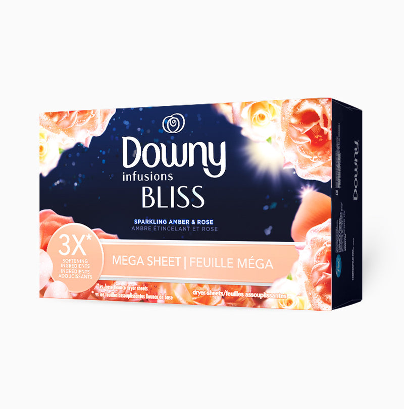 Downy Infusions Dryer Sheets Bliss Sparkling Amber & Rose 65 Pack