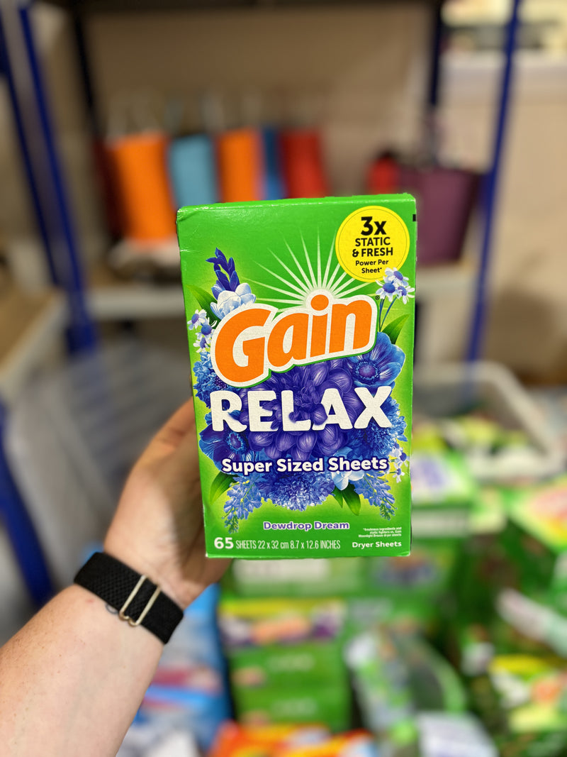 Gain Relax Dewdrop Dryer Sheets 65’s