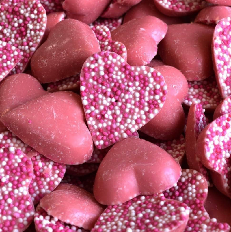 Pink Strawberry Chocolate Hearts