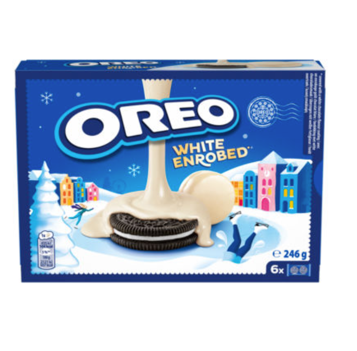 Oreo Snowy Enrobed White Chocolate Coated Biscuits 246g
