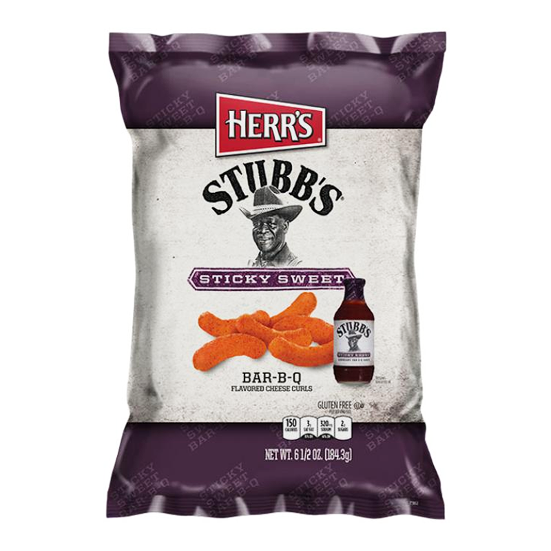 Herr's Stubb's Sticky Sweet Bar-B-Q Cheese Curls 184g