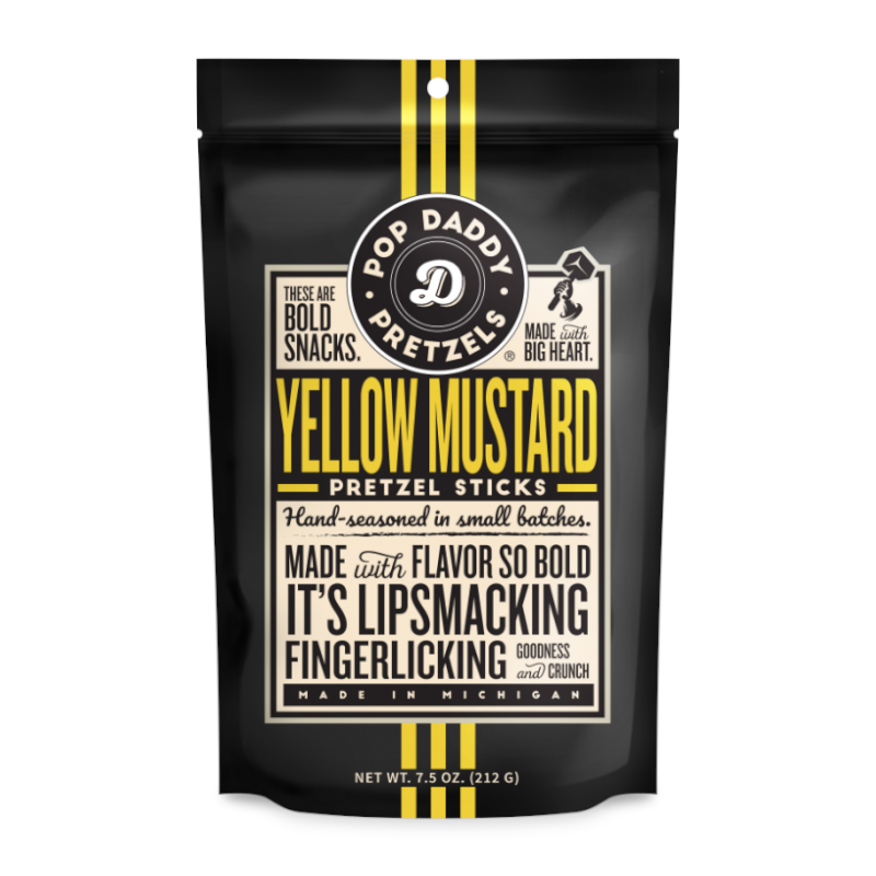 Pop Daddy Yellow Mustard Seasoned Pretzel Sticks 212g - Best Before 4th March 2025