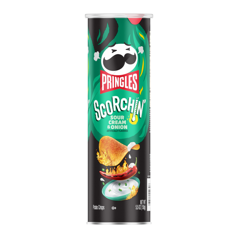 Pringles Scorchin Sour Cream & Onion 158g - Best Before 29th July 2025