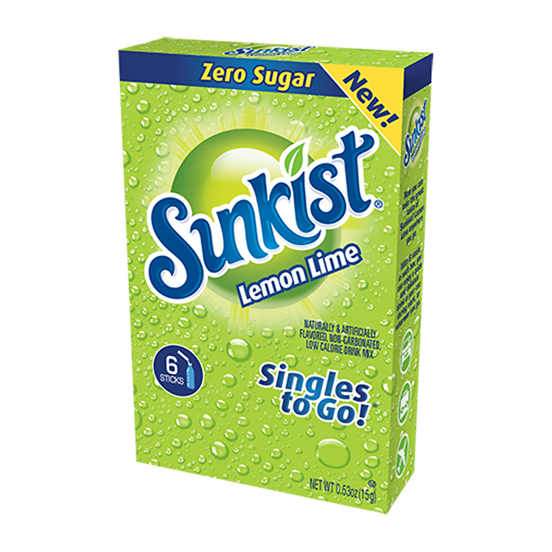 Sunkist Lemon Lime Zero Sugar Singles to Go 15g - Best Before May 2025
