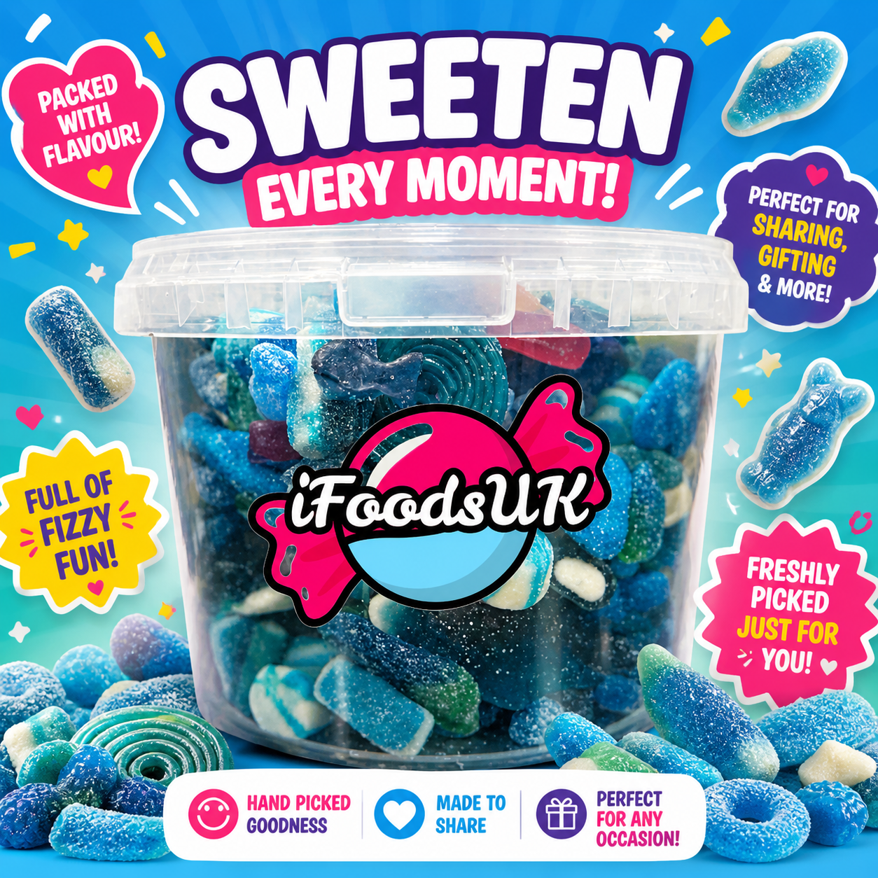 Blue Sweets Bucket 1.5kg