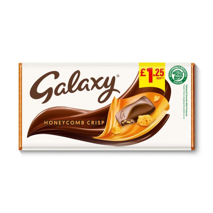Galaxy Honeycomb Crisp Pieces & Milk Chocolate Bar 114g