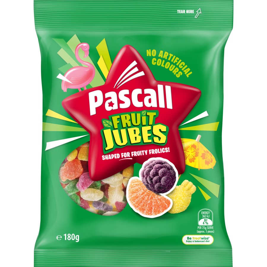 Pascall Fruit Jubes 180g - Best Before 10th March 2024