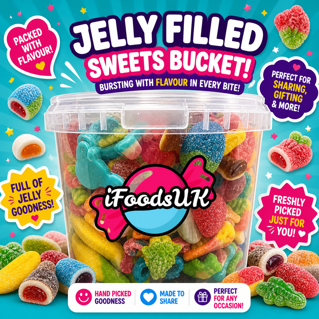 Jelly Filled Sweets Bucket 1.5kg