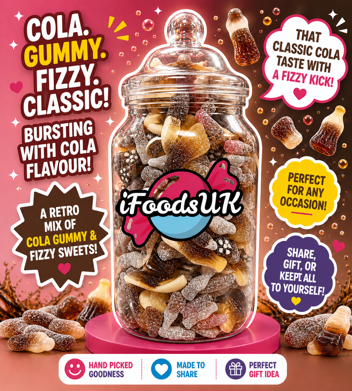 Cola Fizzy & Gummy Sweets Jars