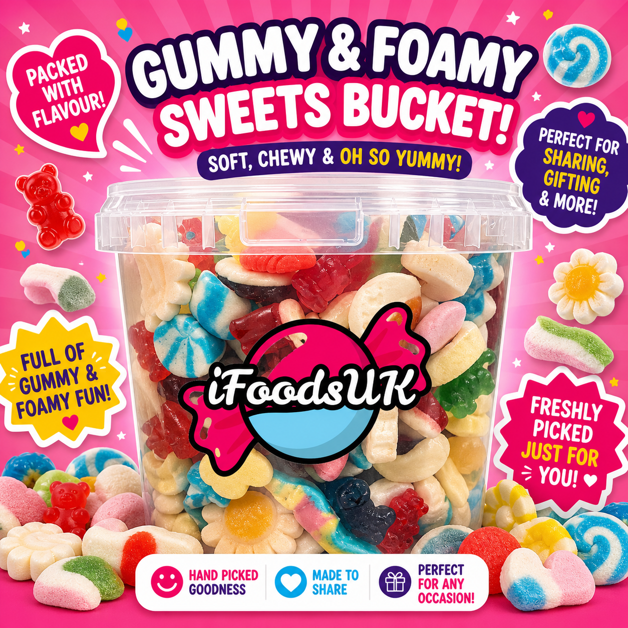 Gummy & Foamy Sweets Bucket 1.5kg
