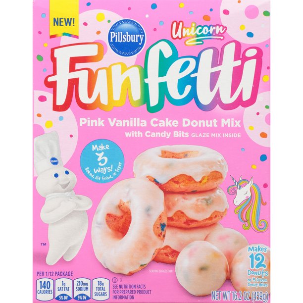Pillsbury Funfetti Unicorn Pink Vanilla Cake Donut Mix 459g
