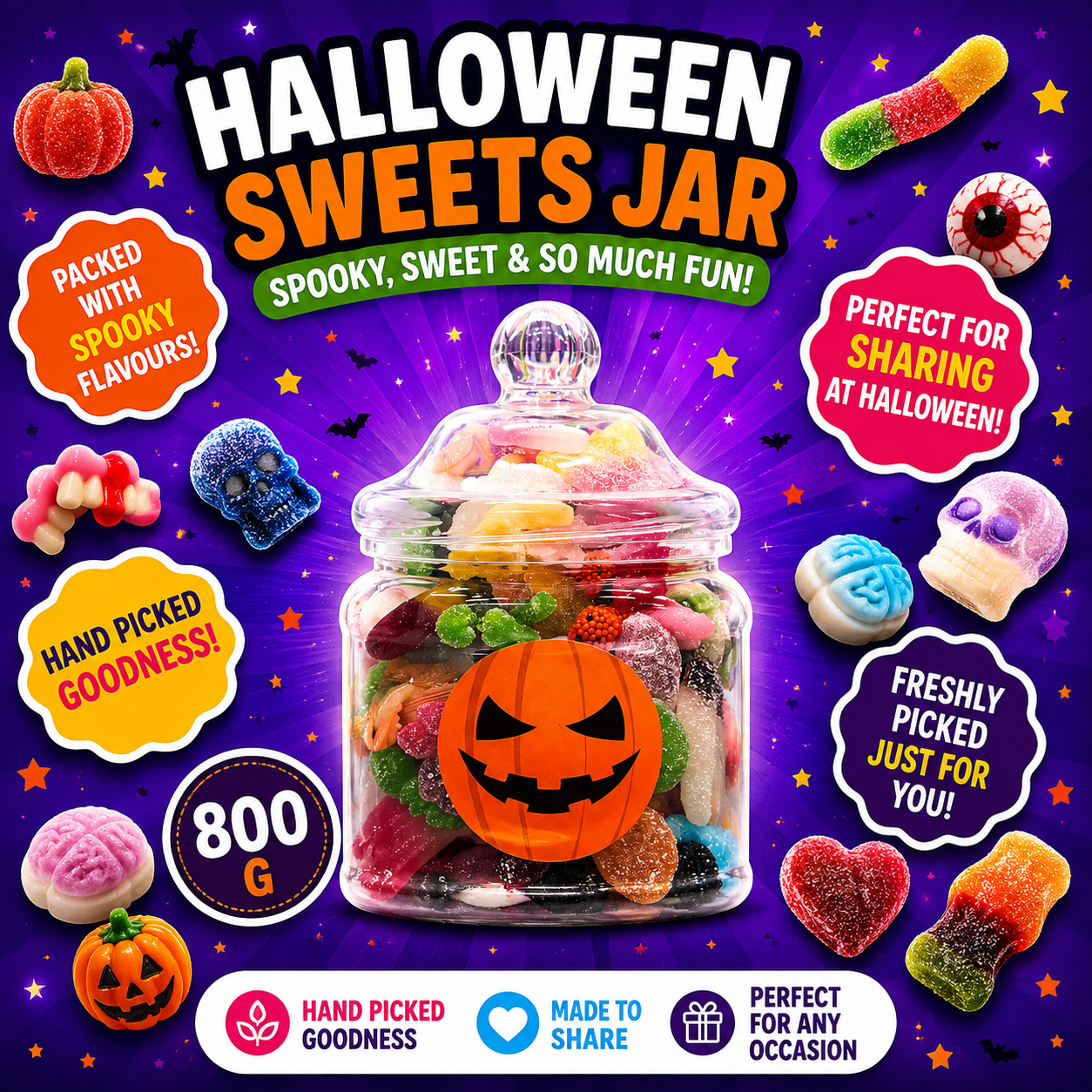 Halloween Pick n' Mix Sweets Jar 800g