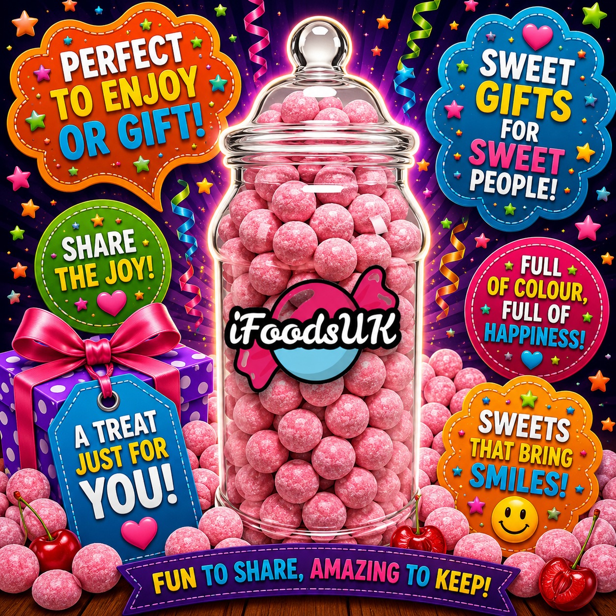 Cherry Bon Bons Gift Jar