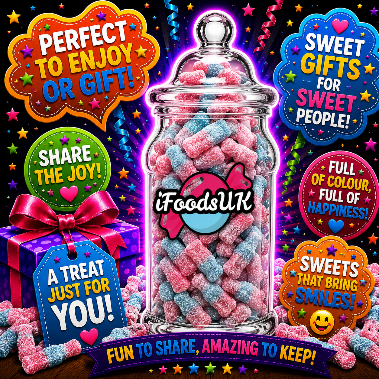 Fizzy Bubblegum Bottles Gift Jar