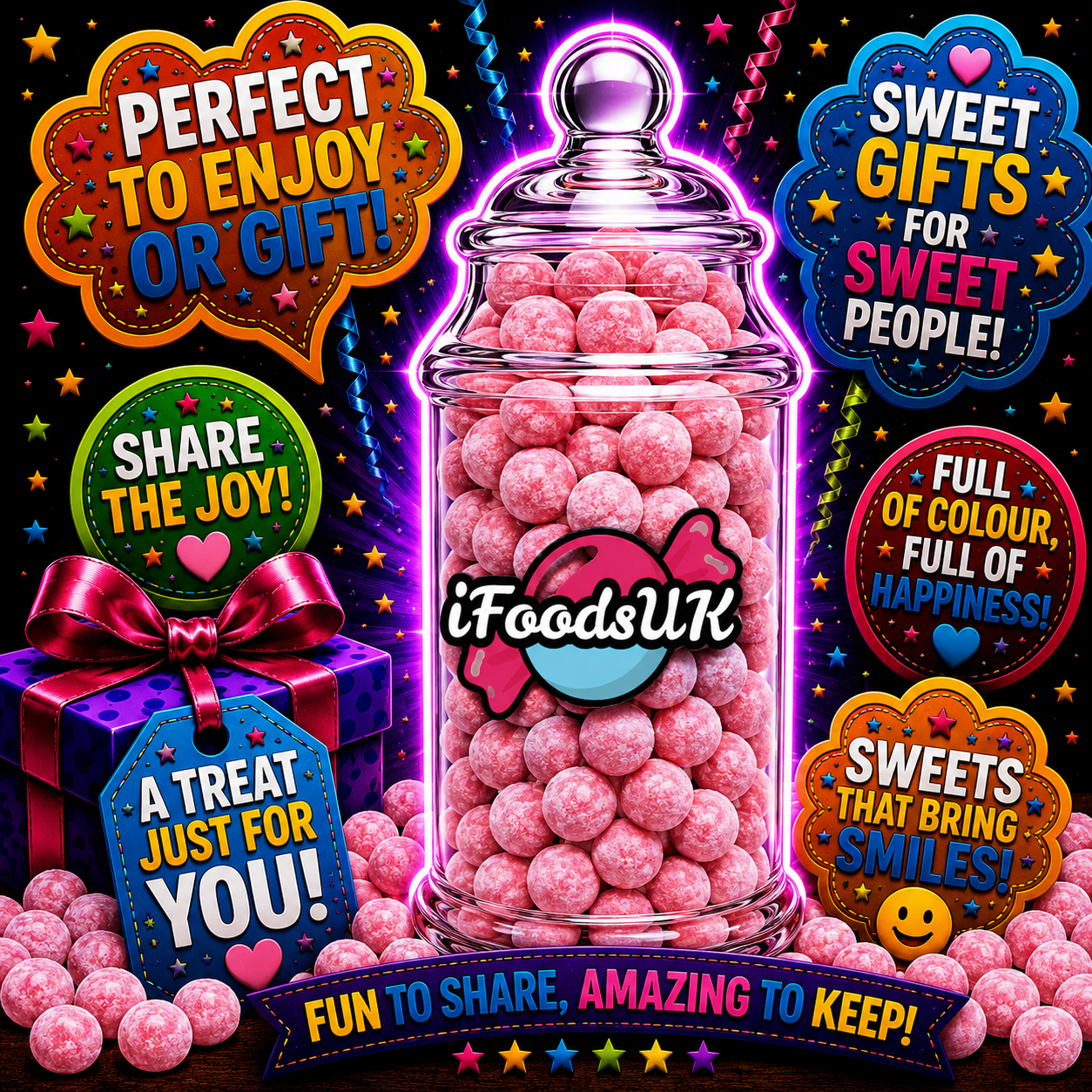 Strawberry Bon Bons Gift Jar