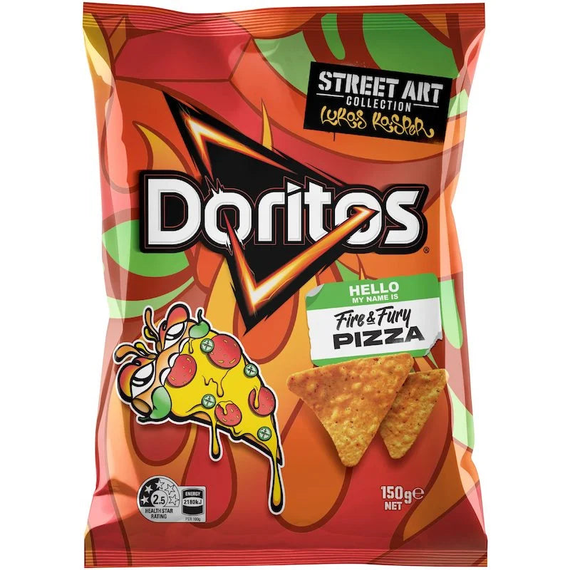 Doritos Corn Chips Fire & Fury Pizza 150g - Best Before 24th March 2024