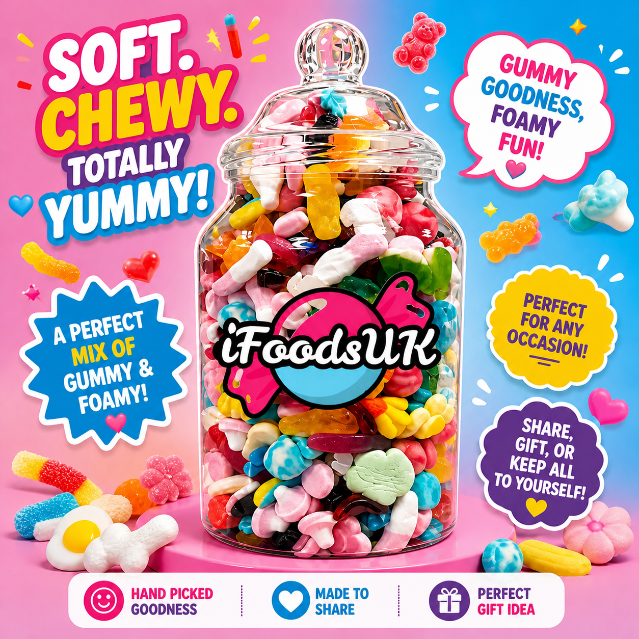Gummy & Foamy Sweets Jars