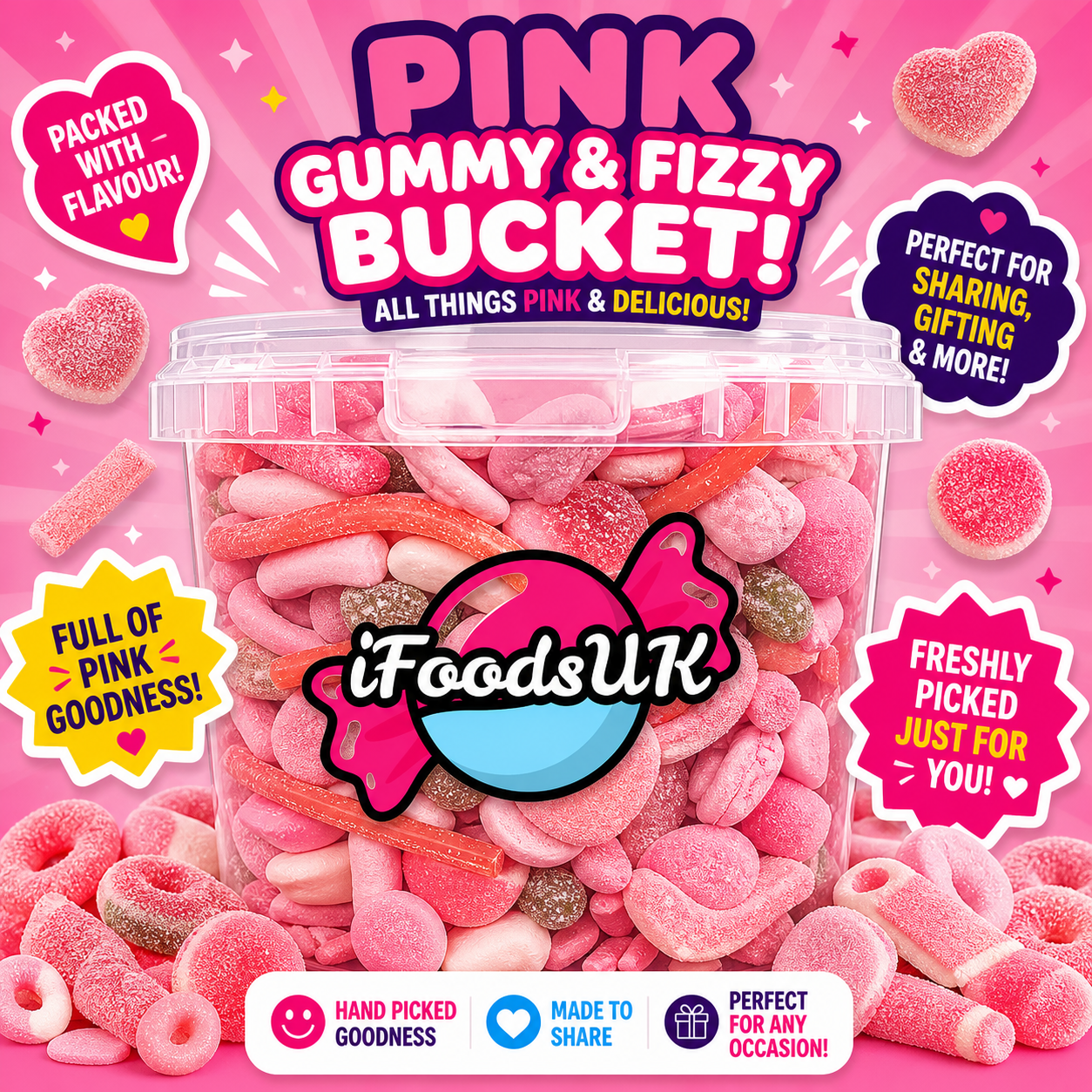 Pink Sweets Bucket 1.5kg