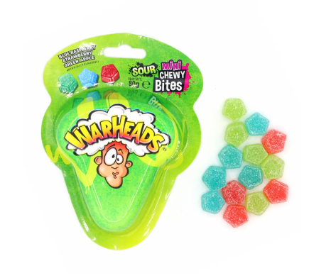 Warheads Sour Mini Chewy Bites Pack 80g