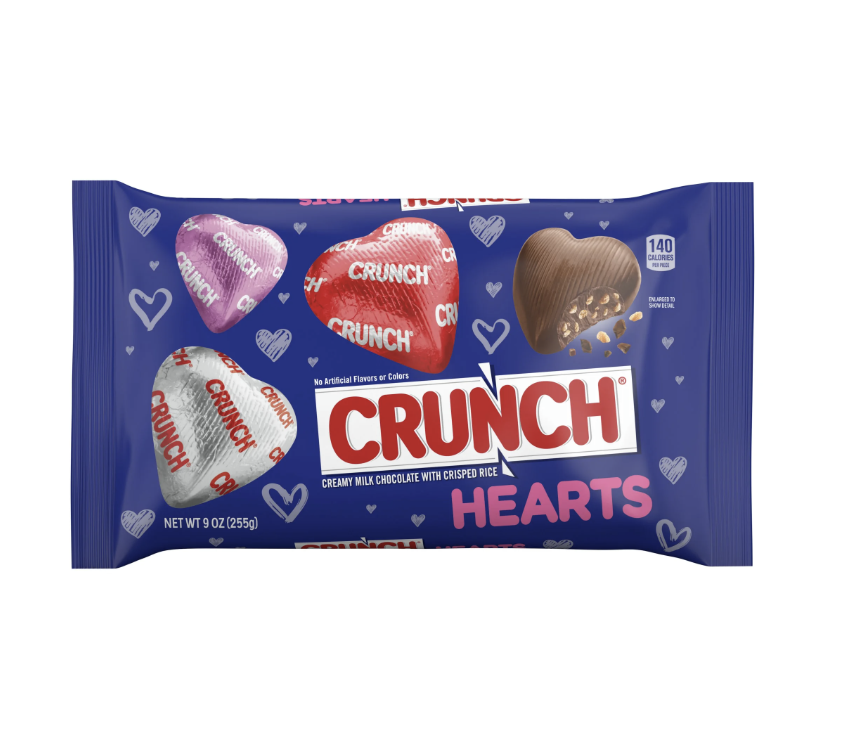 Nestle Crunch Milk Chocolate Hearts with Crisped Rice Valentine's Day Bag 255g