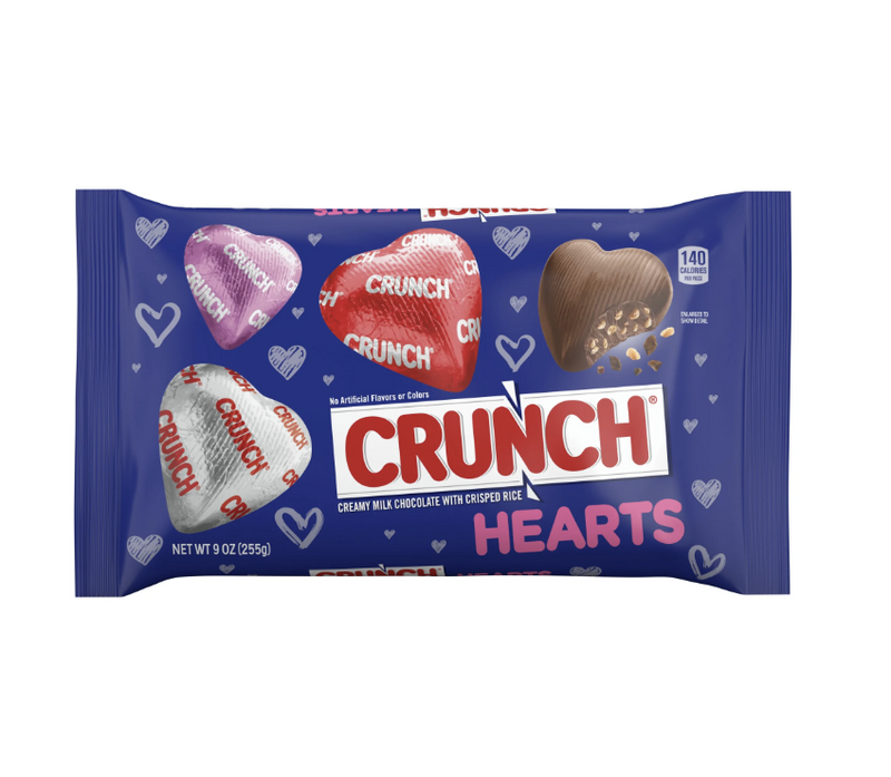Nestle Crunch Milk Chocolate Hearts with Crisped Rice Valentine's Day Bag 255g