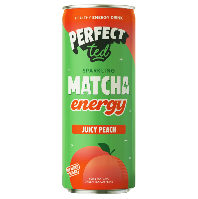 Perfect Ted Sparkling Matcha Energy Juicy Peach Can 250ml