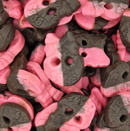 Bubs Foamy Raspberry Liquorice Skulls