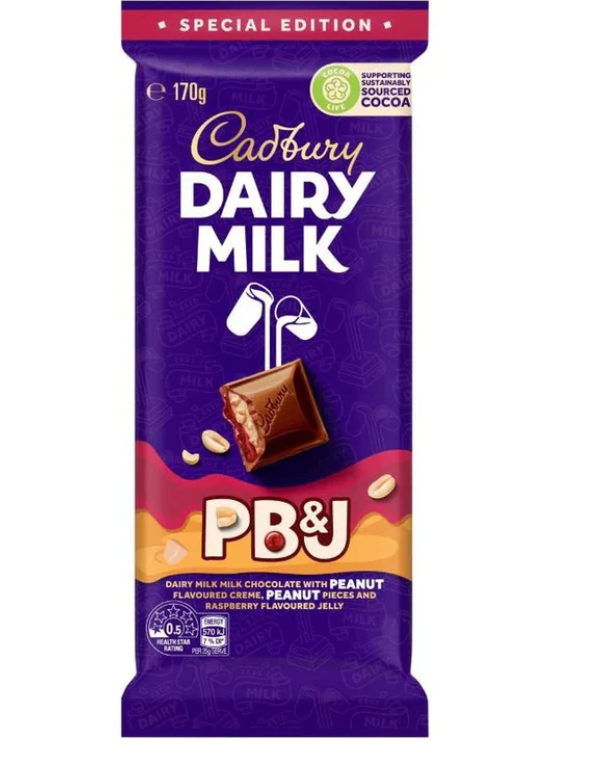 Cadbury Dairy Milk PB&J Chocolate Bar 170g