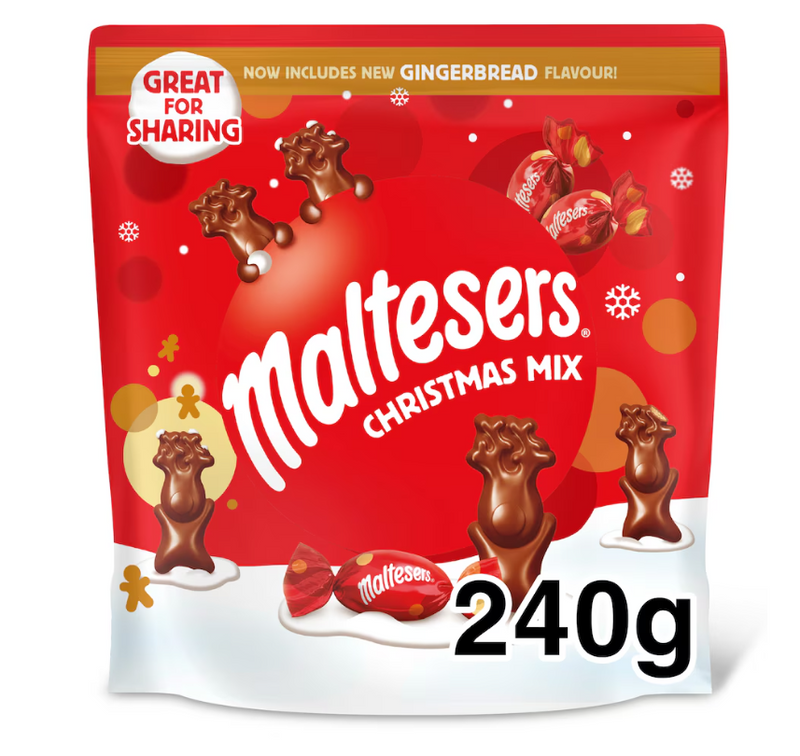 Maltesers Christmas Mix, Mint Chocolate & Milk Chocolate Selection Pouch 240g