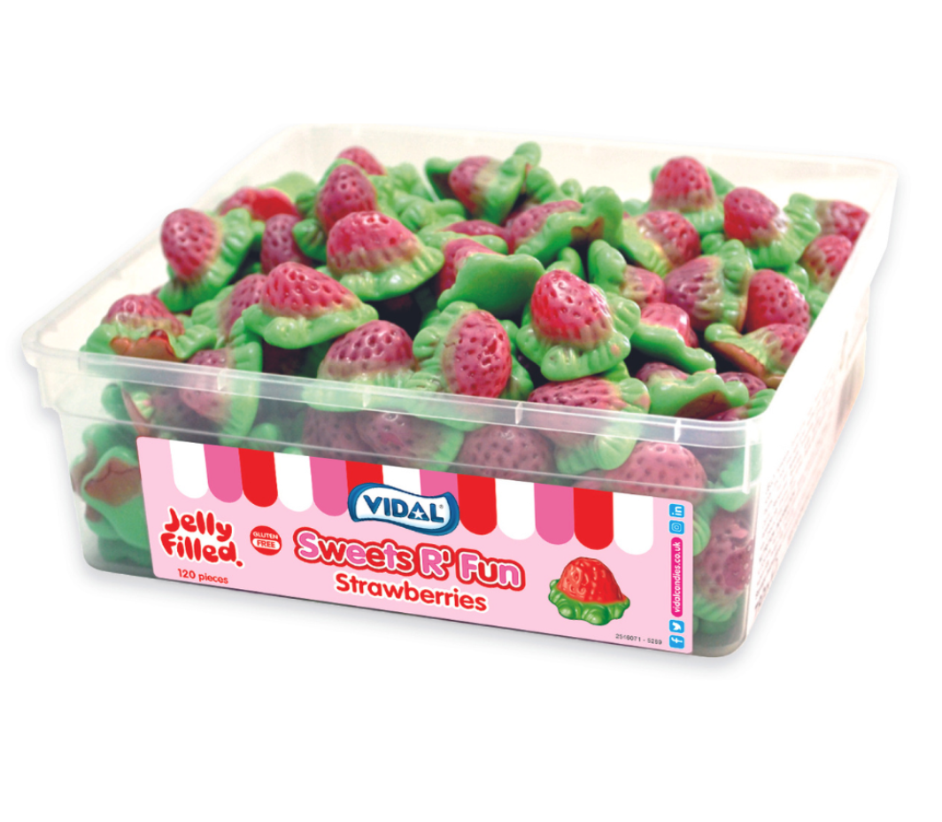 Vidal Jelly Filled Strawberries Tub - 120 Pieces