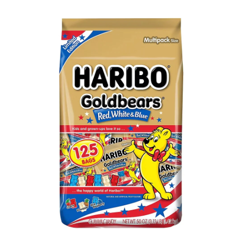 Haribo Goldbears Red, White & Blue Treat Size Bags 125 Pieces