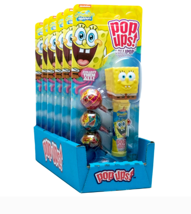 Chupa Chups Sponge Bob Square Pants Pop-ups Lollipops 3 Pops