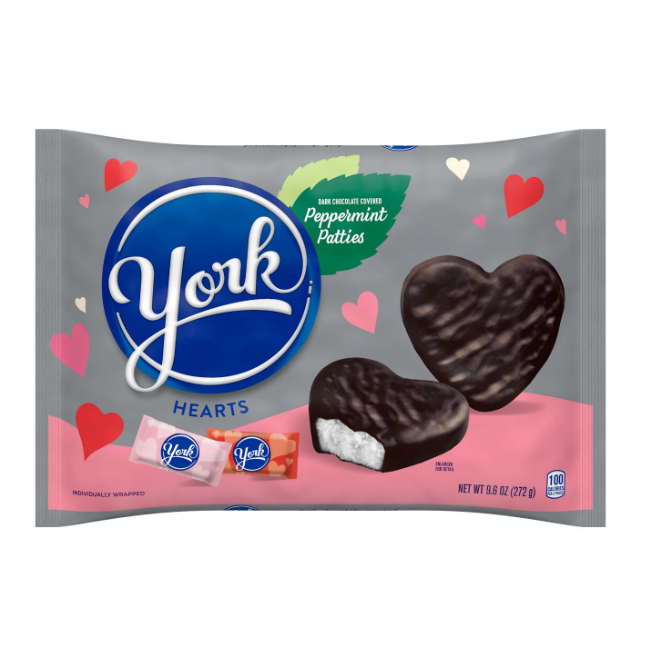 York Dark Chocolate Peppermint Patties Hearts Valentine's Candy 272g