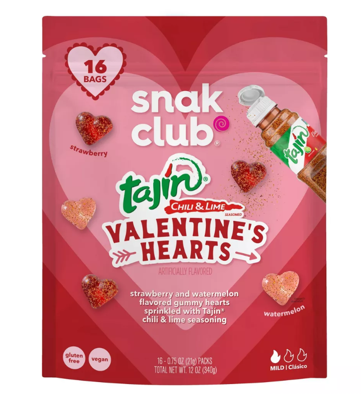 Snak Club Tajin Valentine's Heart Gummies Multipack 340g