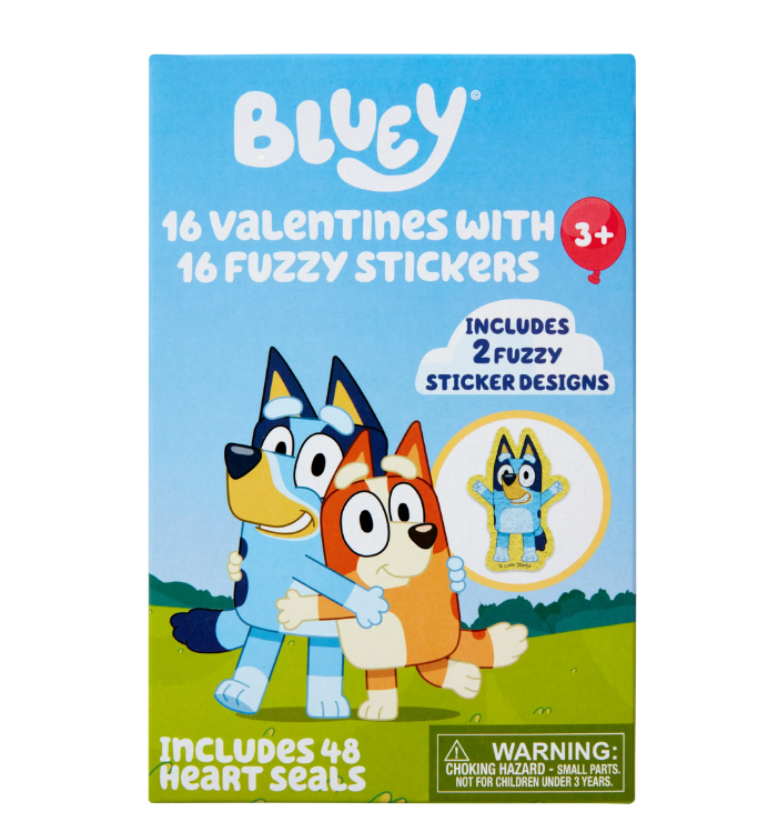 Bluey Valentine Exchange Cards with Fuzzy Stickers