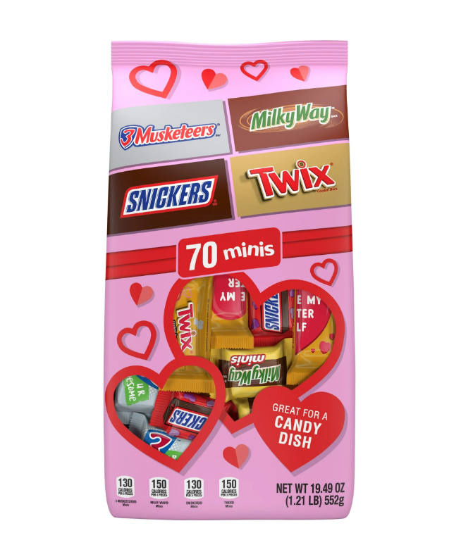 Snickers, Twix & More Valentine's Day Milk Chocolate Bars 70 Variety Pack