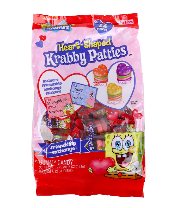 Frankford Nickelodeon SpongeBob Valentine's Fruit Flavored Gummy Krabby Patties Bag