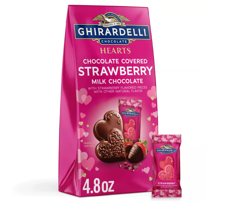 Ghirardelli Valentine's Chocolate Covered Strawberry Milk Chocolate Hearts Bag 137g