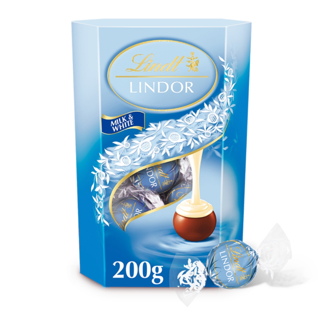 Lindt Lindor Milk & White Chocolate Truffles Box 200g