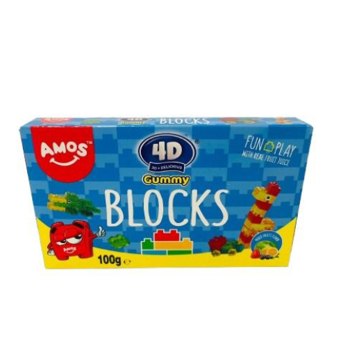 Amos 4D Gummy Building Blocks Theatre Box 100g