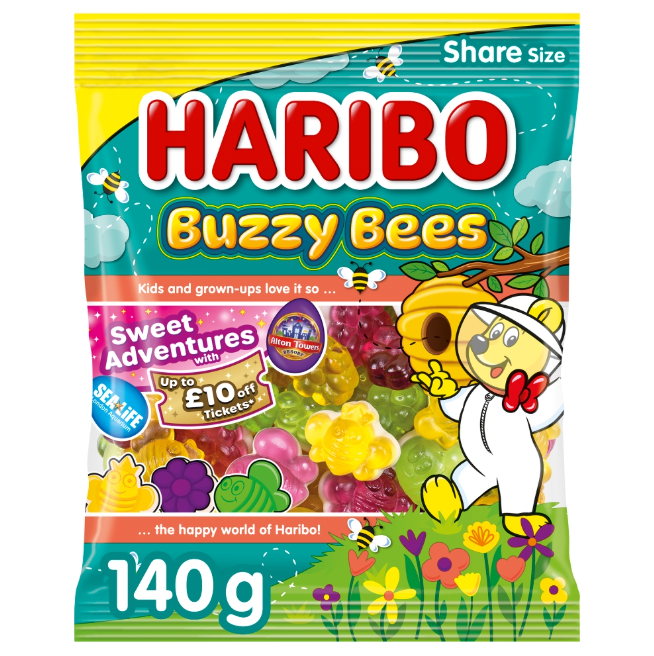 Haribo Buzzy Bees Fruit Flavour Jelly & Foam Sweets Bag 140g