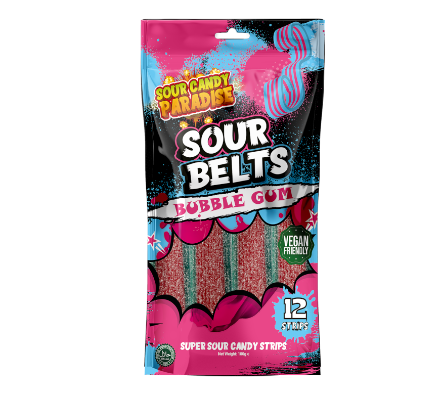 Sour Belts Bubble Gum 100g