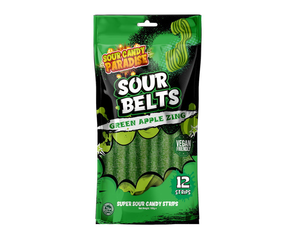 Sour Belts Green Apple Zing 100g