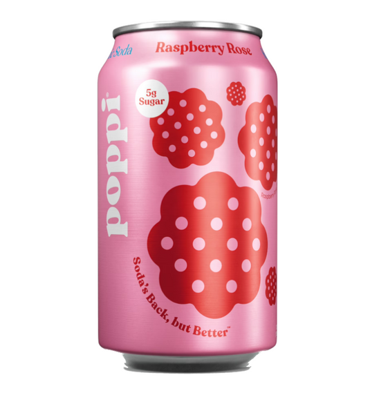 Poppi Prebiotic Soda Raspberry Rose 355ml – International Foods UK
