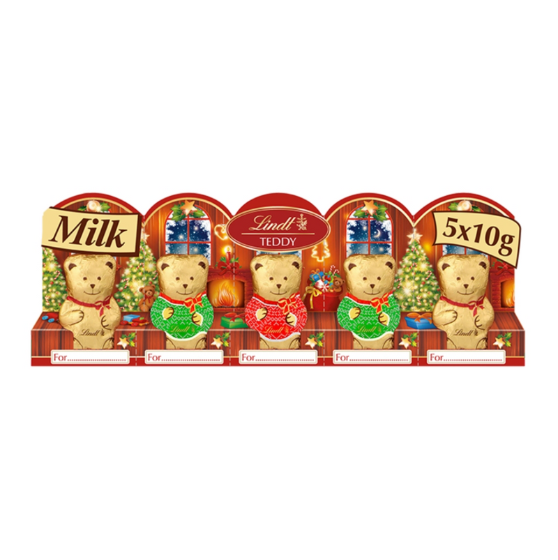 Lindt Teddy Christmas Milk Chocolate 5 Pack