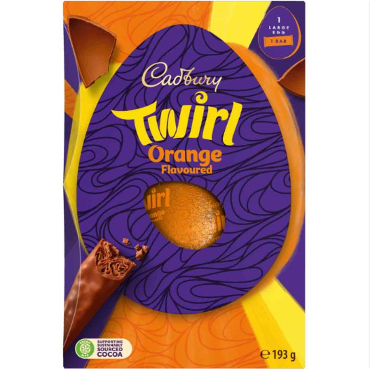 Cadbury Twirl Orange Large Chocolate Easter Egg 193g