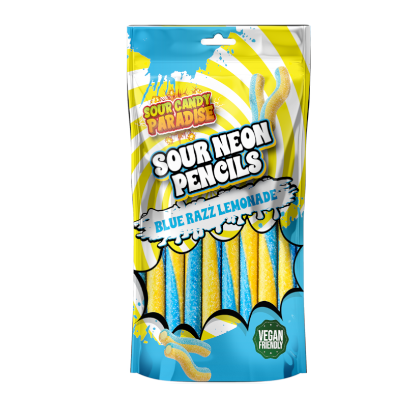 Candy Paradise Sour Neon Pencils Blue Razz Lemonade 130g