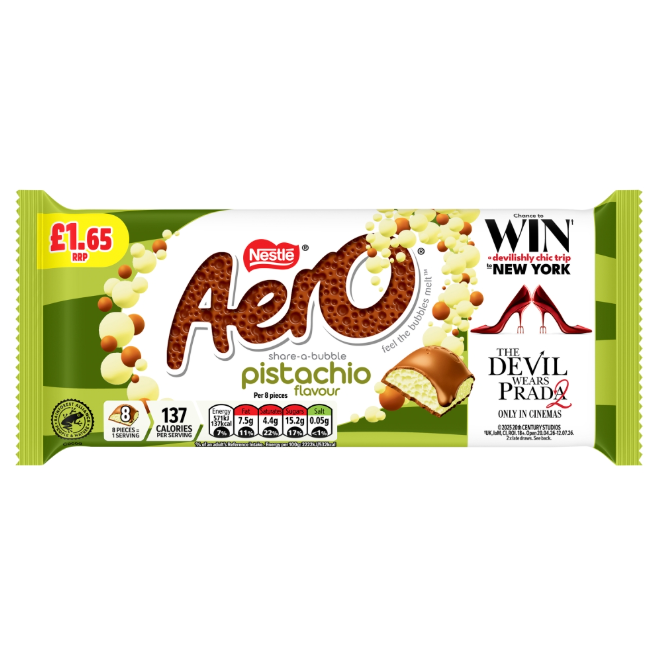 Aero Pistachio Flavour Milk Chocolate Sharing Bar 90g