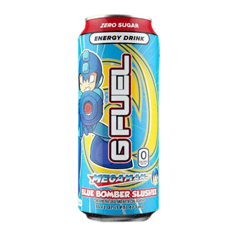 G Fuel Mega Man Blue Bomber Slushee Vanilla Blue Raspberry Zero Sugar Energy Drink 473ml