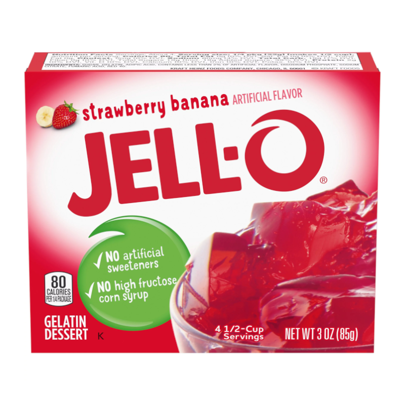Jell-O Strawberry and Banana Gelatin Dessert 85g
